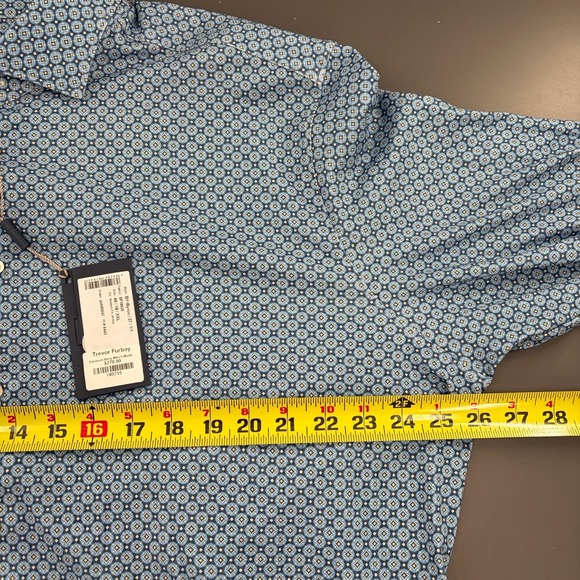 $278 New EMANUEL BERG Jersey Byron Stretch Shirt Men's 2XL XXL 18 EU 46 Blue AOP - Picture 8 of 9